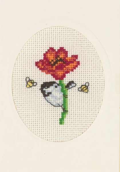 Broderikit Blomsterkort valmue 9 x 13 cm
