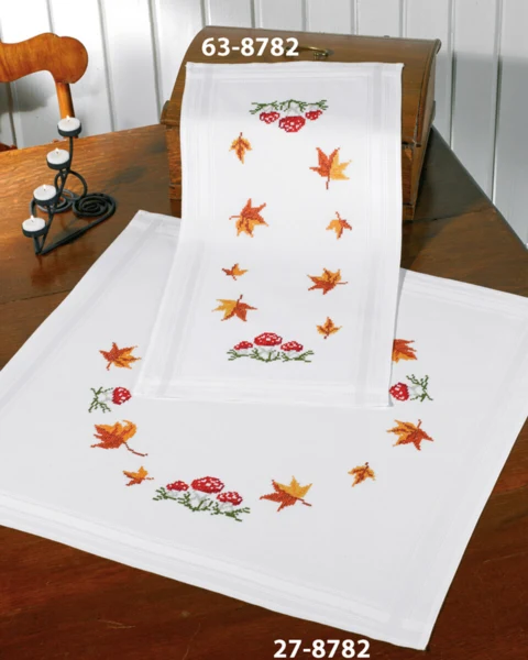 Broderikit Svampe og blade 80 x 80 cm