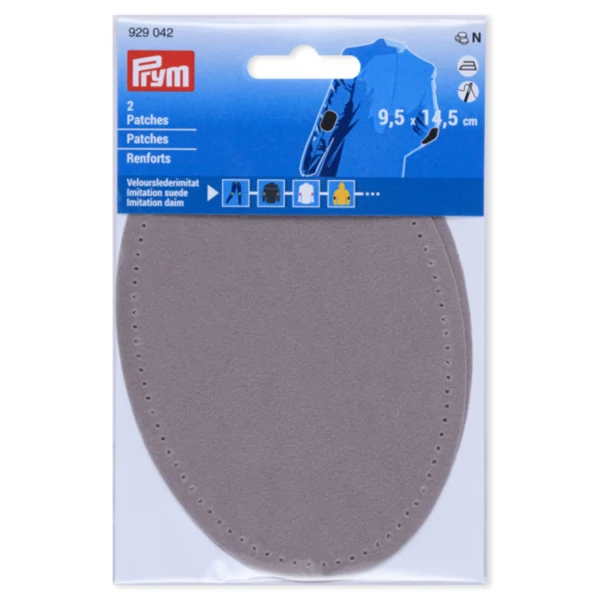 Prym Albuelapper Imiteret Ruskind, 9.5x14.5 cm Lys grå