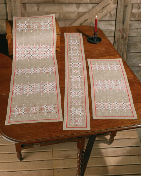 Broderikit Borter på hør 36 x 123 cm