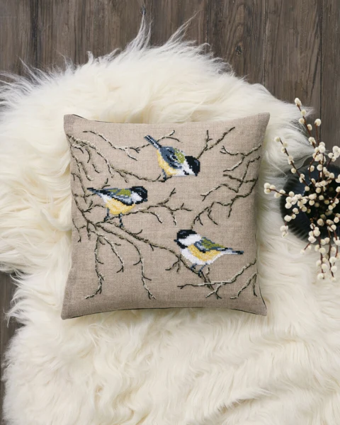 Broderikit Musvitter 40 x 40 cm