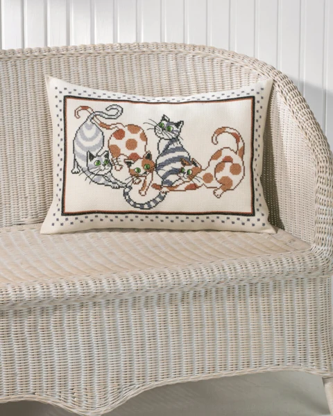 Broderikit Kattepude 58 x 40 cm