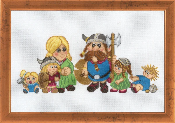 Broderikit Vikinge familien 29 x 19 cm