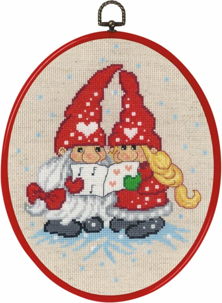 Broderikit Nissepar synger 20 x 26 cm