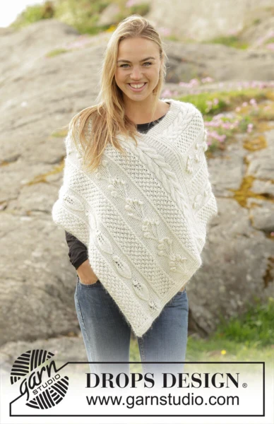 Snow Beads poncho med snoninger og bobler – DROPS 173-12