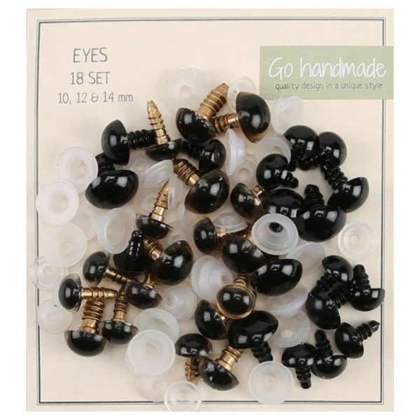 Go Handmade sikkerhedsøjne Guld/Sort (18 par)