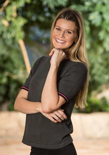 Grå Bluse Med Stribede Kanter