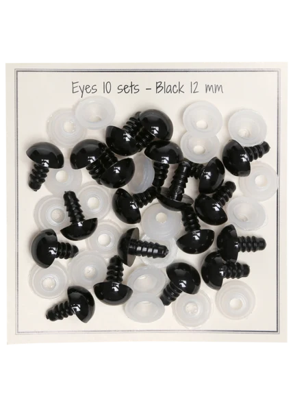 Go Handmade Sikkerhedsøjne Sorte 12mm (10 par)