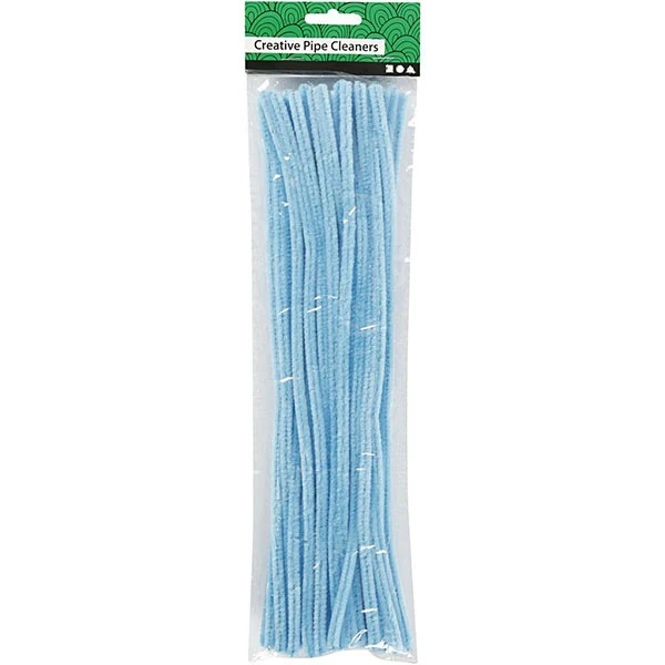 Chenille, 6mm, 30cm, 50stk Blå