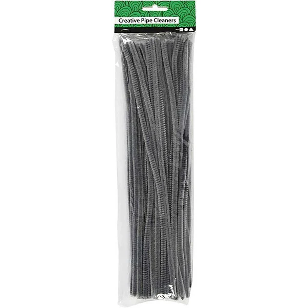 Chenille, 6mm, 30cm, 50stk Grå