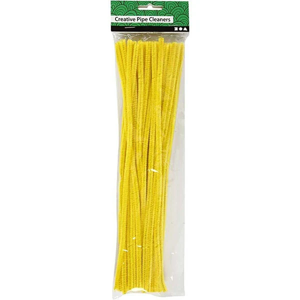 Chenille, 6mm, 30cm, 50stk Gul