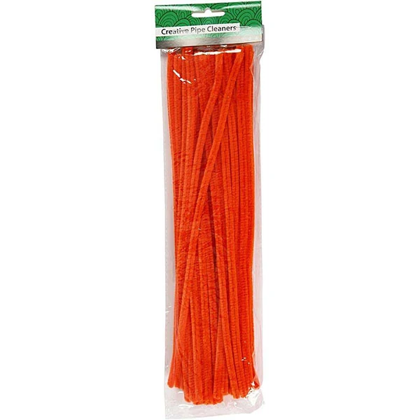 Chenille, 6mm, 30cm, 50stk Orange