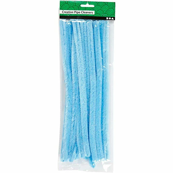 Chenille, 15mm, 30cm, 15stk Blå