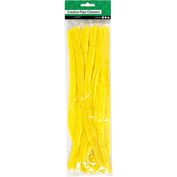 Chenille, 15mm, 30cm, 15stk Gul