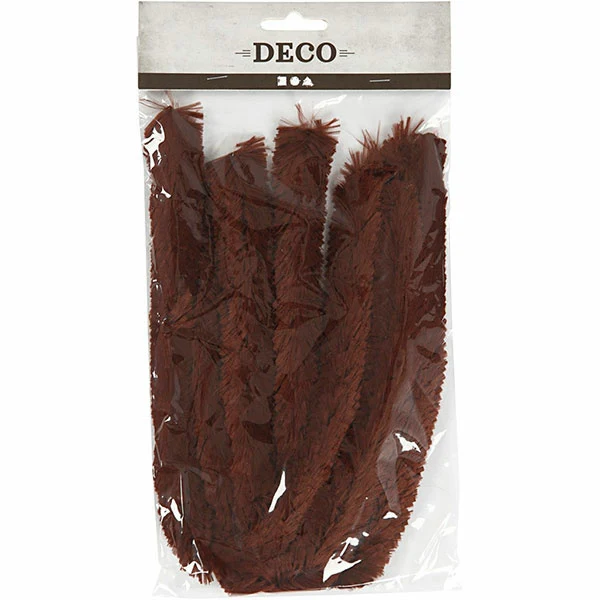 Chenille, 30mm, 40cm, 4stk Brun