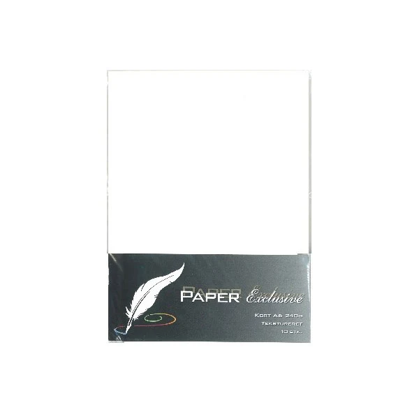 Paper Exclusive Dobbelt Kort A6, 240 g, Tekstureret, 10 stk Hvid