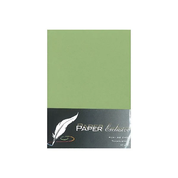 Paper Exclusive Dobbelt Kort A6, 240 g, Tekstureret, 10 stk Oliven