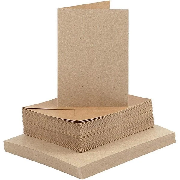 Kort og kuverter, kort 10,5 x 15 cm, kuvert 11,5 x 16,5 cm, 50 sæt Natur