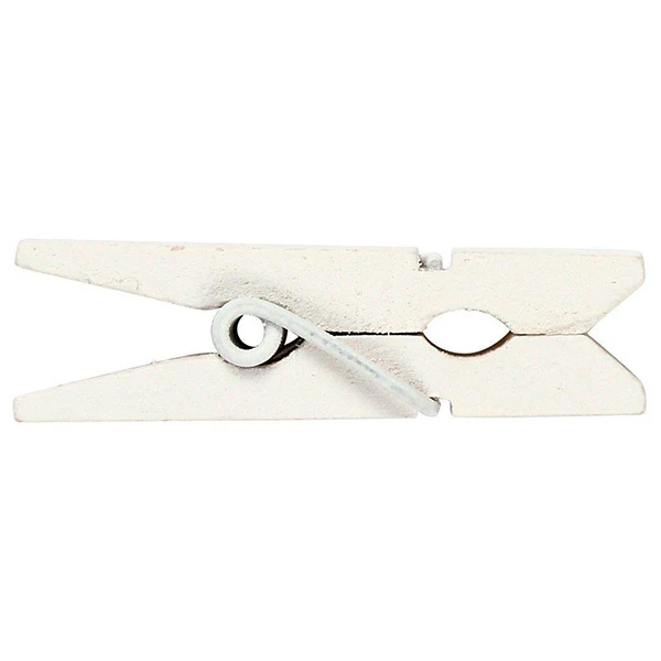 Minitøjklemmer, 35 x 7 x 9 mm, 20 stk Hvid