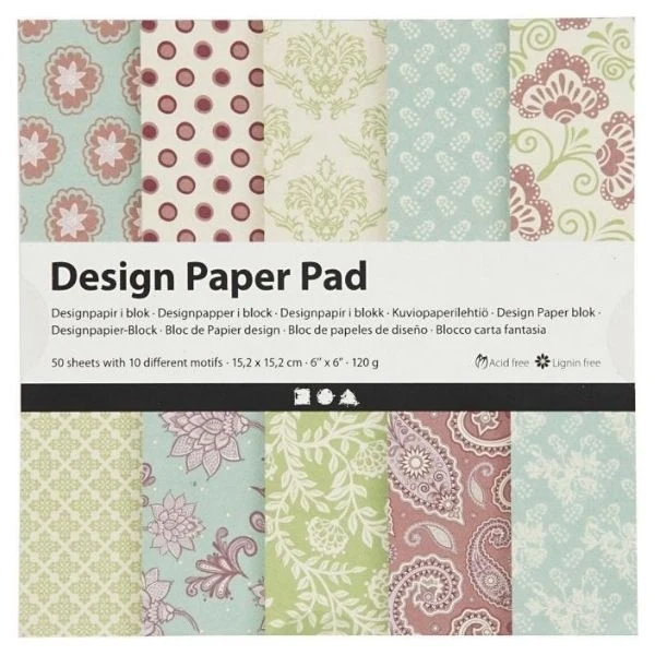 Designpapir i blok Basic Lilla