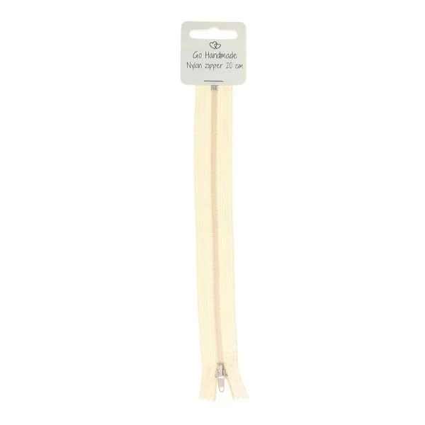 Go Handmade Nylon Lynlås 20 cm, Natur
