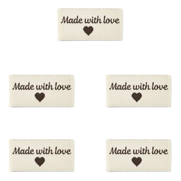 LindeHobby Made With Love, Label Med Motiv (4 cm x 2 cm), 5 stk