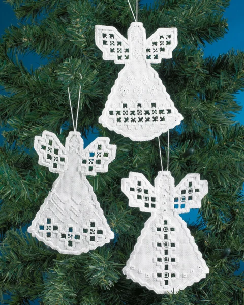 Broderikit Hardanger engle 3 pak 10 x 15 cm