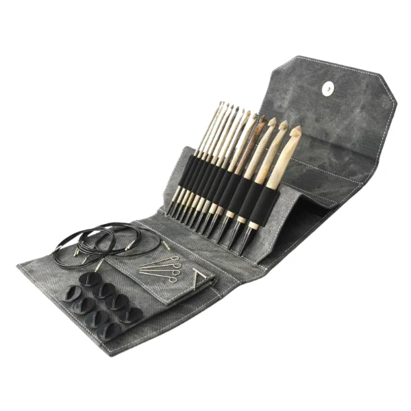 LYKKE Udskiftelige Tunesiske Hæklenålesæt Driftwood, Grå, 15 cm