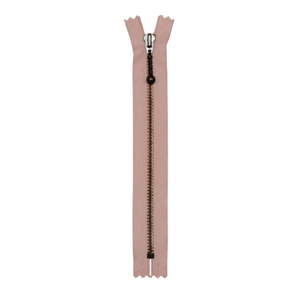 YKK Fast Lyslås Antik Messing 4 mm 14 cm 274 Duset rosa