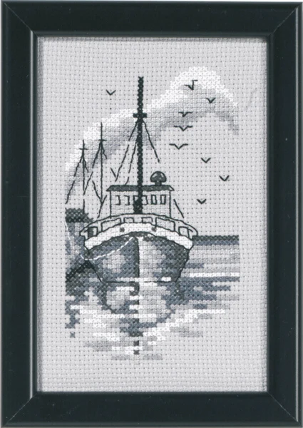 Broderikit Fiskekutter 9,5 x 14,5 cm