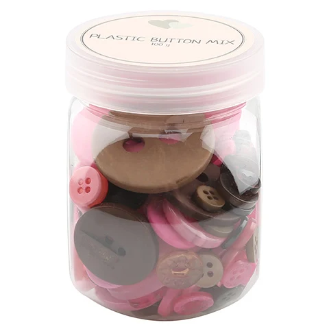 Go Handmade Mix knapper, plastik - BRUN/PINK 100 G