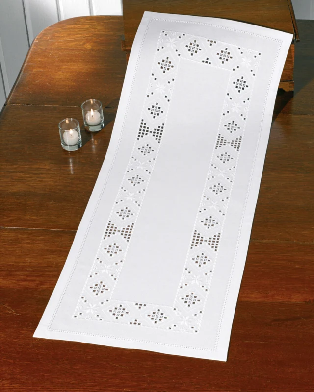 Broderikit Hardanger hvid 39 x 102 cm