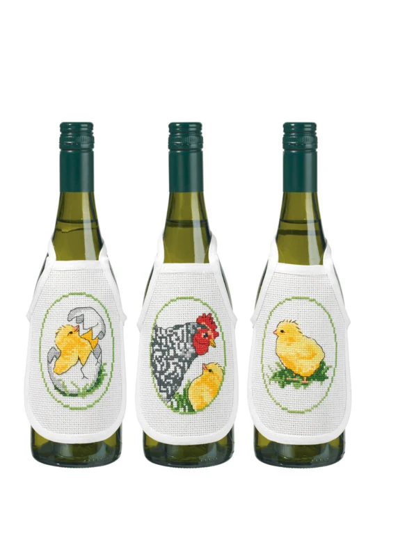 Broderikit Påske 3 pk flaskefork. 10 x 15 cm