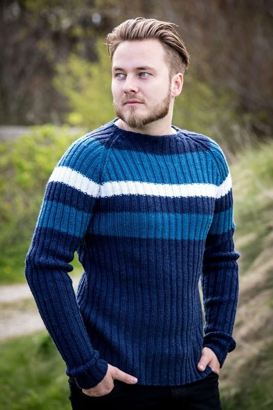 Herresweater i rib - NY!