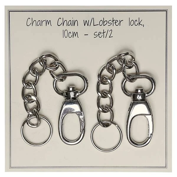 Go Handmade Charm Kæde, Lobster lås, 2 stk Sølv