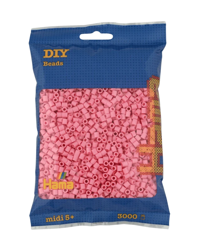 Hama Midi Perler, Ensfarvet, 3000 stk 201-06 Pink