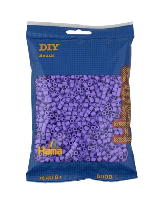 Hama Midi Perler, Ensfarvet, 3000 stk 201-45 Pastel lilla