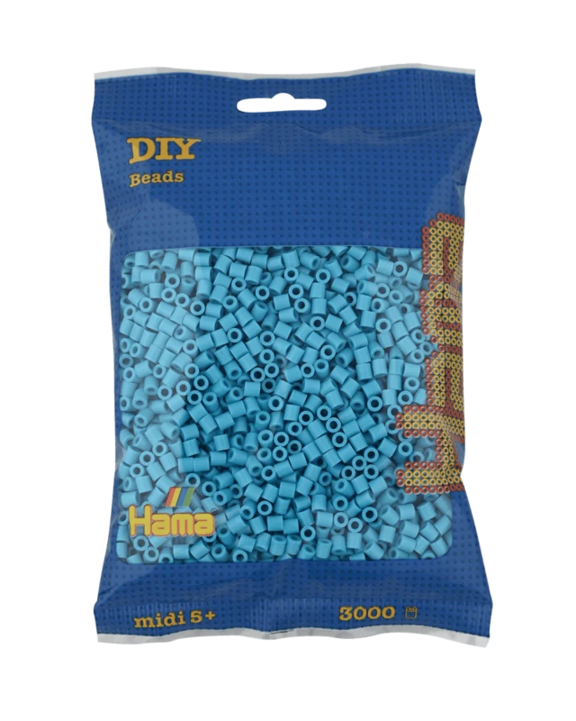Hama Midi Perler, Ensfarvet, 3000 stk 201-49 Azurblå