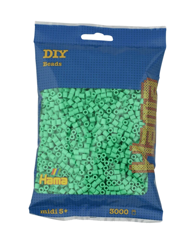 Hama Midi Perler, Ensfarvet, 3000 stk 201-11 Lys grøn