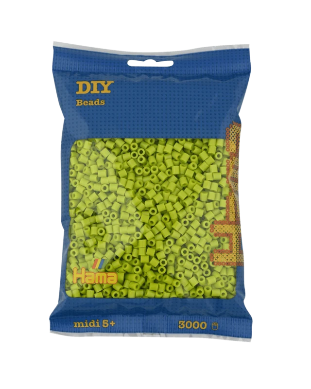 Hama Midi Perler, Ensfarvet, 3000 stk 201-104 Lime