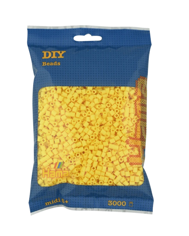 Hama Midi Perler, Ensfarvet, 3000 stk 201-103 Lysegul