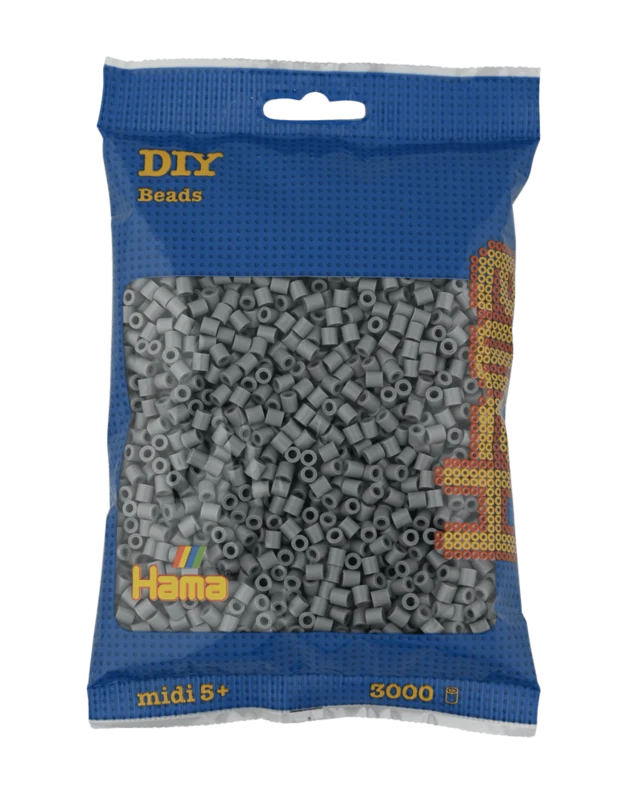 Hama Midi Perler, Ensfarvet, 3000 stk 201-17 Grå