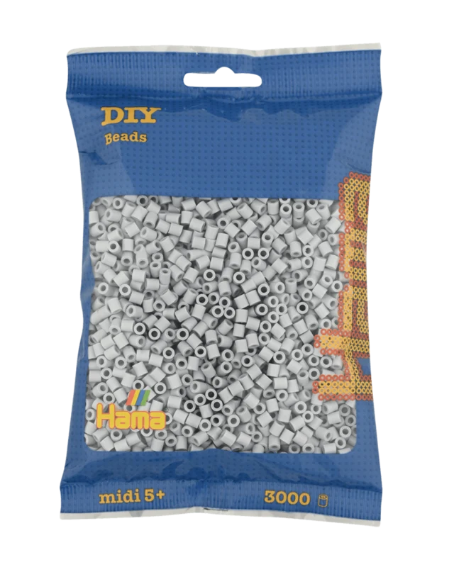 Hama Midi Perler, Ensfarvet, 3000 stk 201-70 Lys grå