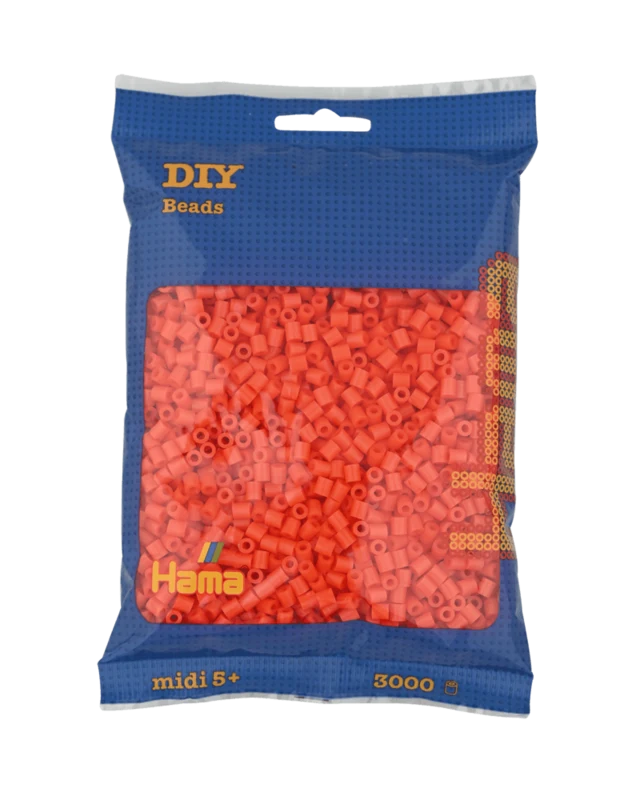 Hama Midi Perler, Ensfarvet, 3000 stk 201-04 Orange