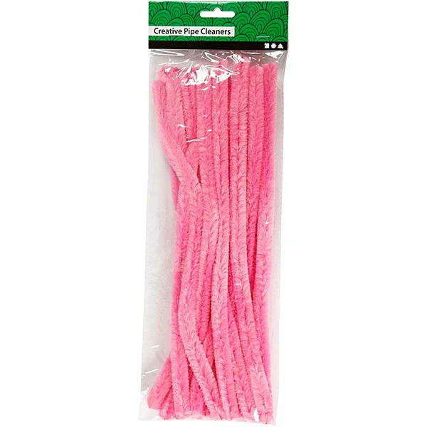 Chenille, 15mm, 30cm, 15stk Pink