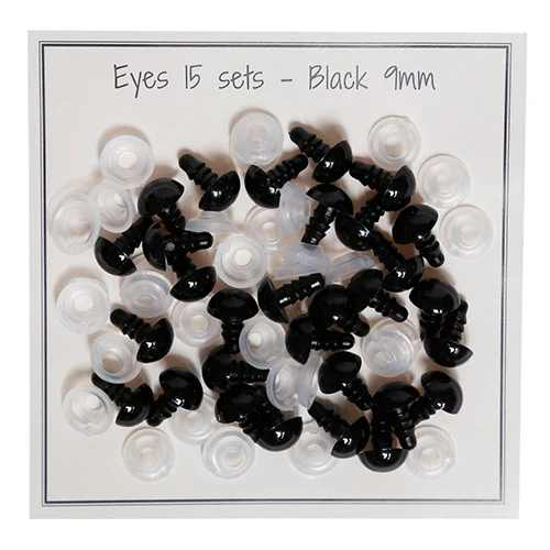Go Handmade Sikkerhedsøjne Sort 9 mm (15 par)