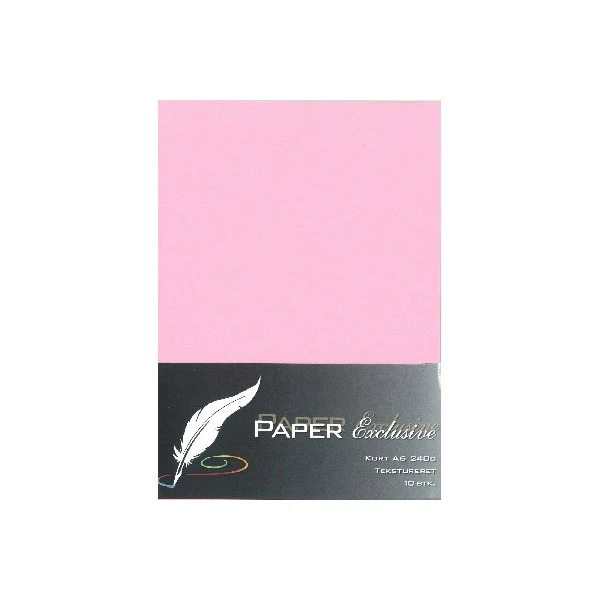 Paper Exclusive Dobbelt Kort A6, 240 g, Tekstureret, 10 stk Lyserød