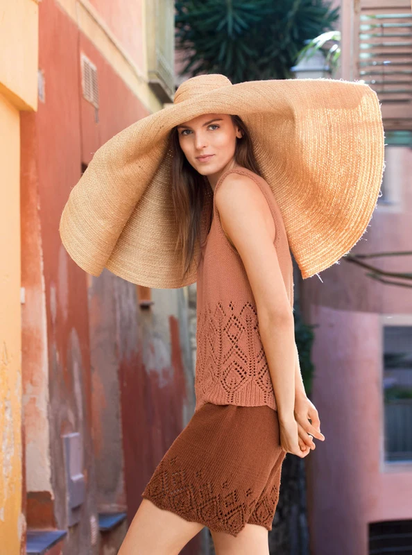 DSA67-09 Erika Sommertopp & Shorts Mandarin & Kanel