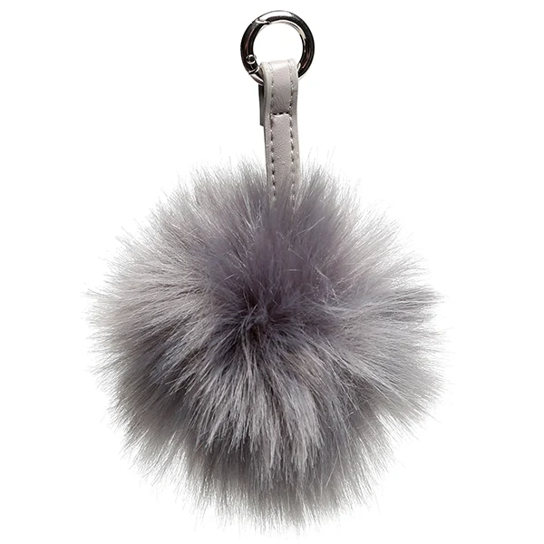 Go Handmade Pompon m. ringlås, 11 cm 22198 Grå - grå strop