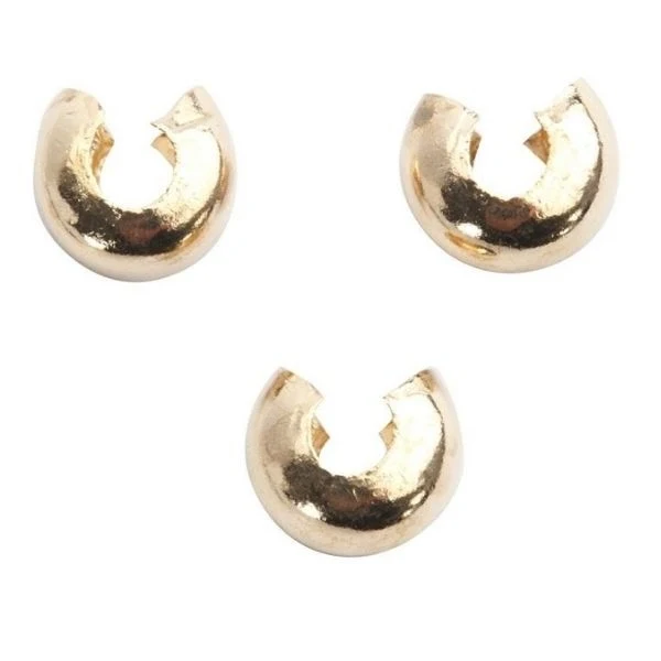 Knudeskjulere til elastik, 5 mm, forgyldt, 50 stk.